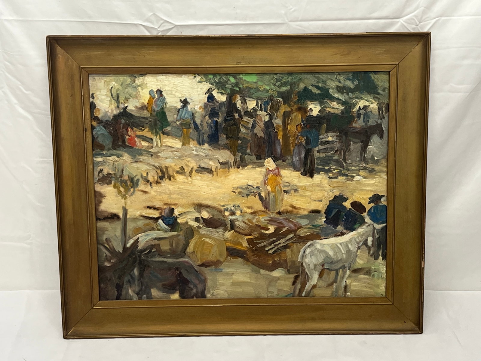 1930s Era Mexican Oil on Canvas, Framed 20.5'' x 25'': 1930s Era Mexican Oil on Canvas, Framed 20.5'' x 25''