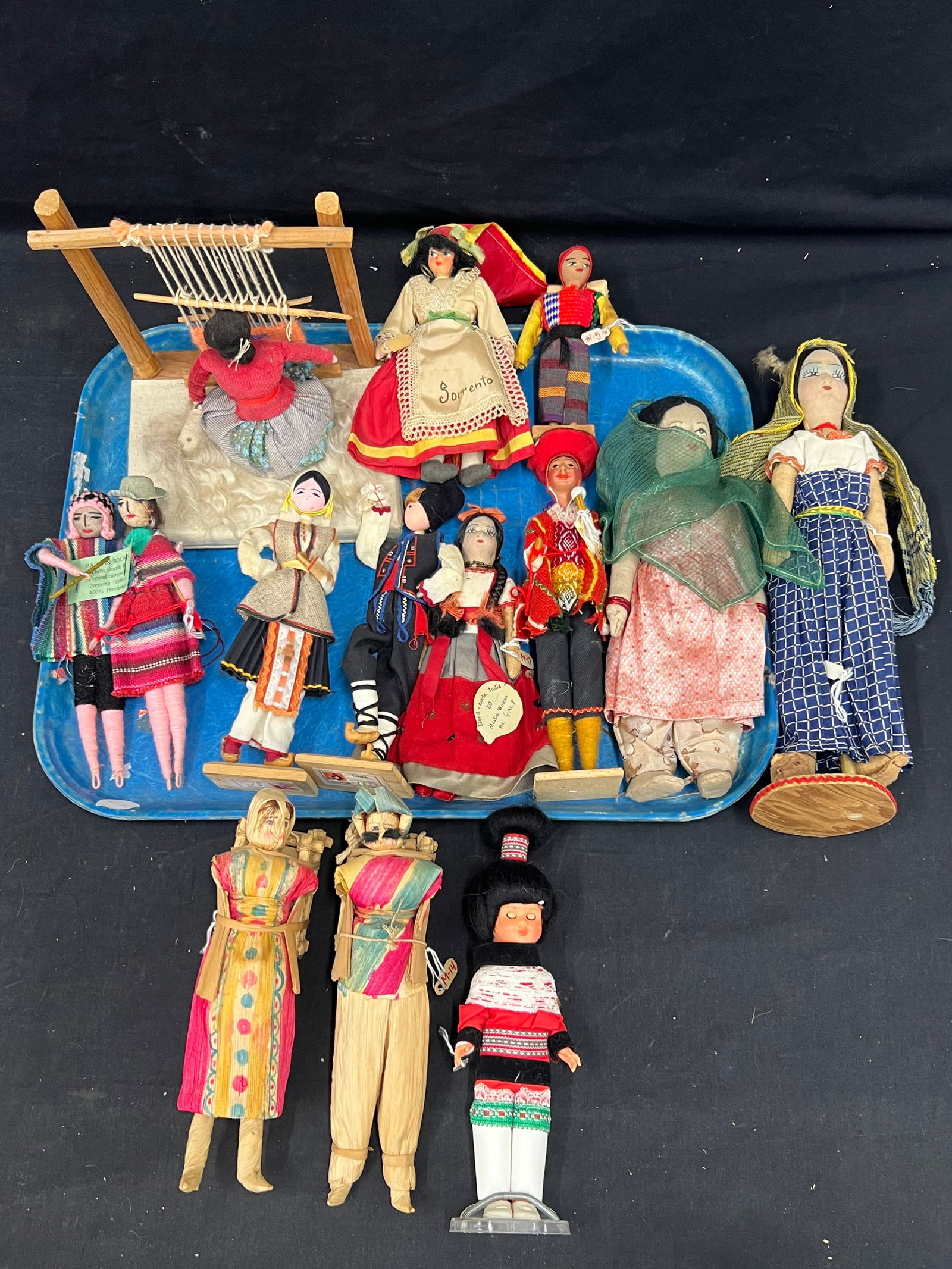 (14)Asst Vintage Dolls From Around the World - Native American Weaver, Handpainted Cloth Face, (1 of 8)