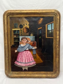 Agapito Labios(1898-1996) Original Oil on Canvas - Titled ''Mexican Primitive'' Sight 23.5'' x