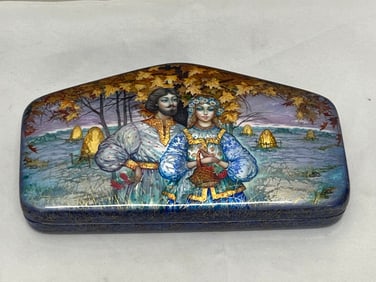Fedoskino Signed Laquer Box Sergey Knyazev - Mother of Pearl Hand Painted by Sergey Knyazev, Titled