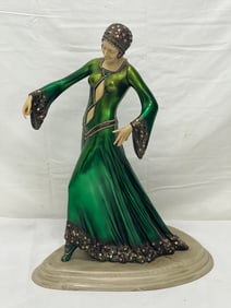 Art Deco Dancer Figure on Onyx Base 19.5''T - Handmade in England