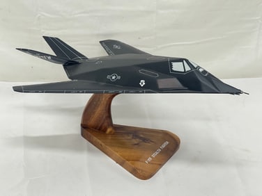 Lockheed F-117 Stealth Fighter Executive Desk Model - On Wood Stand (From Former Lockheed Employee