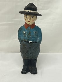 WWI Era Cast Iron Doughboy Still Bank 7''T