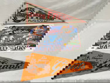 Vtg Giants Candlestick Pennant 1989,Battle Of Bay Poster - 1989 Giants & A's World Series,