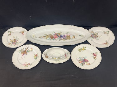 6pcs Haviland Limoges Calanque Fish Platter,Gravy,Plate - Oval Platter 23.75'' x 9.75'' x 1.75'' ,