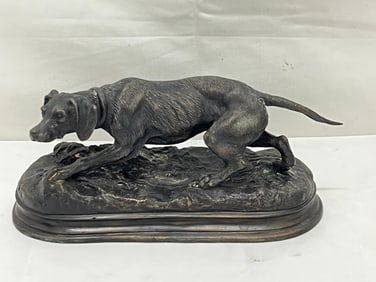Pierre Jules Mene Bronze Hunting Dog Sculpture 8'' x 3'' x 4'', Signed