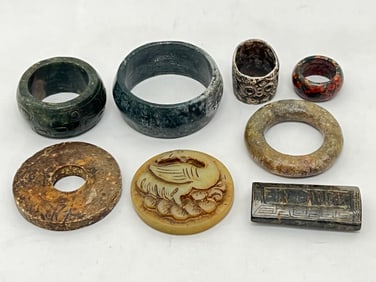 Asst Antique Chinese Carved Etched Stone Items - Various Styles & Sizes