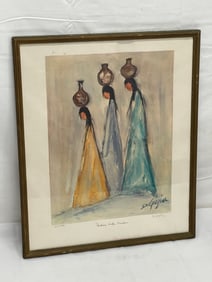 Ted DeGrazia (1909-1982) Hand Signed Lithograph - Titled ''Indian Water Maidens'' , Signed #d in