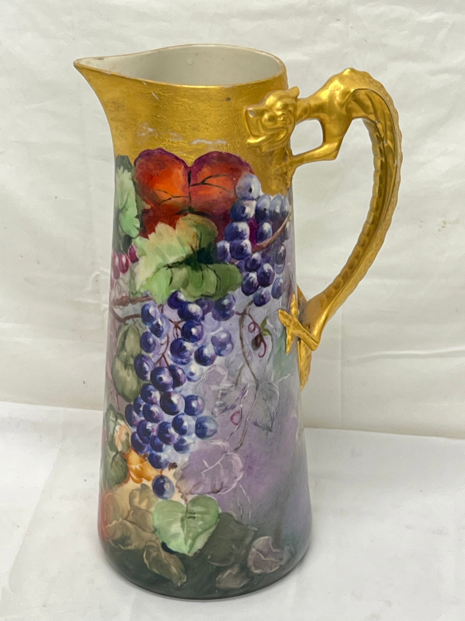 1915 Signed Handpainted Limoges Tankard, Lizard Handle - Jean Pouyat Limoges Signed 1915 Smith, (1 of 7)