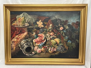 Andrea Marinelli Italy Oil on Canvas Still Life - Signed on Bottom Right, Framed 34.75'' x 46.75'' ,