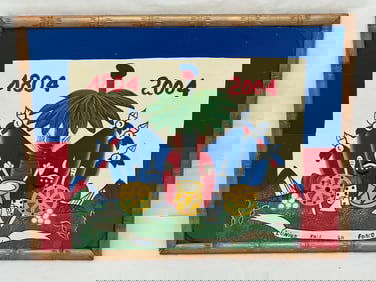Haitian Folk Art Commerative Bicentennial Painting - Titled ''In Union There Is Strength'' Haitian