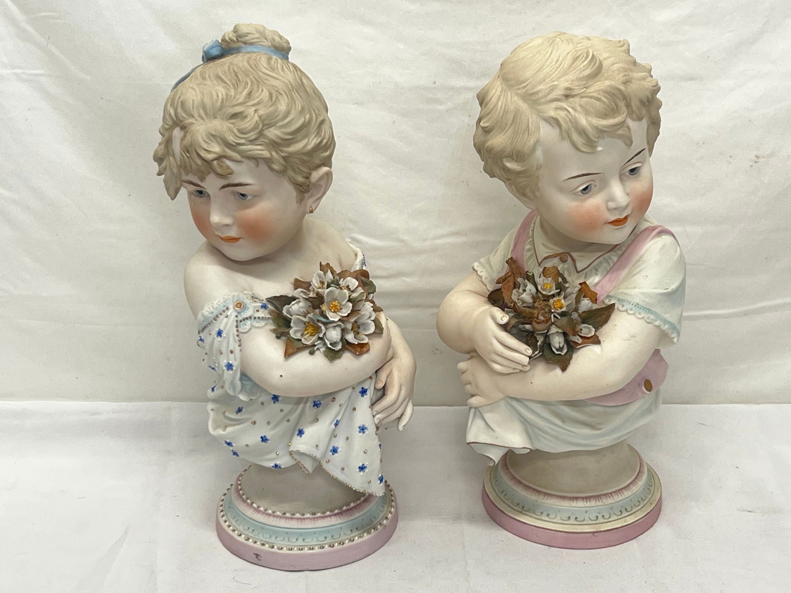 (2)KPM Porcelain Boy & Girl Figures, 13.5''T: (2)KPM Porcelain Boy & Girl Figures, 13.5''T