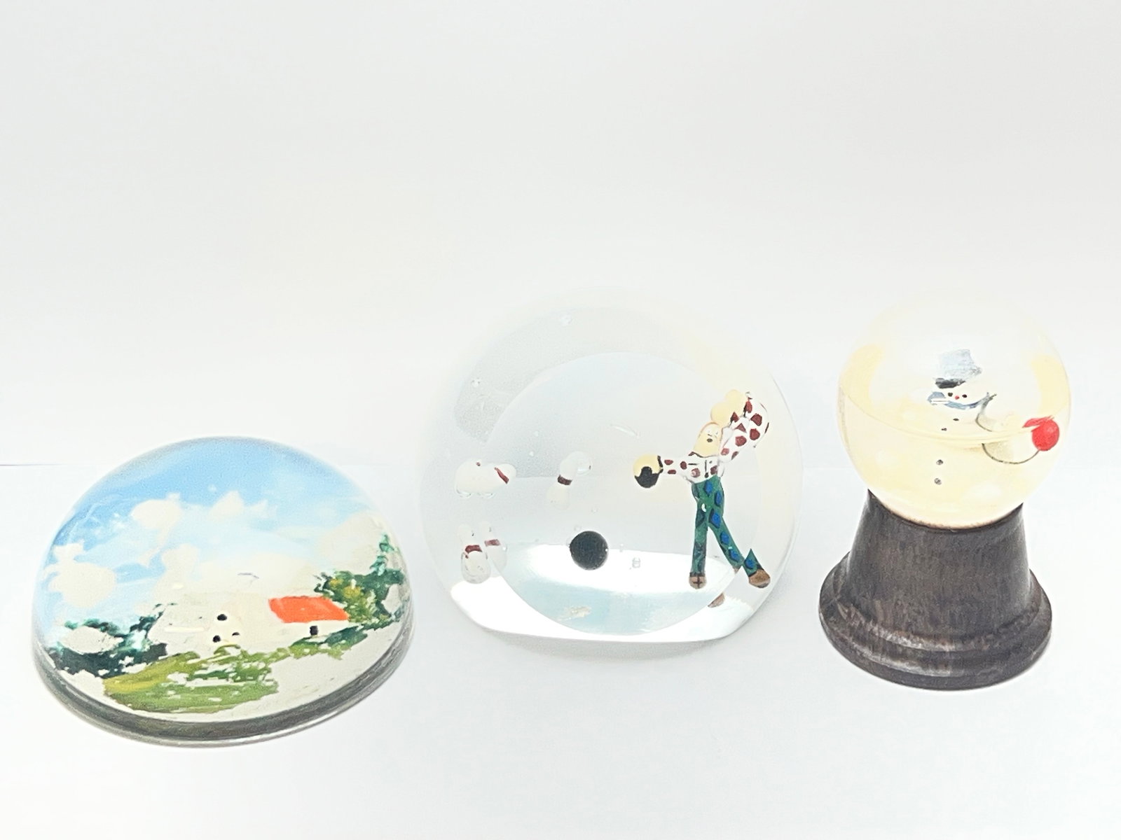 Vintage Art Glass & Snow Globe, Bowler - (1)Paperweight with Bowler Pins & Ball (Rare) , (1)Vintage (1 of 3)