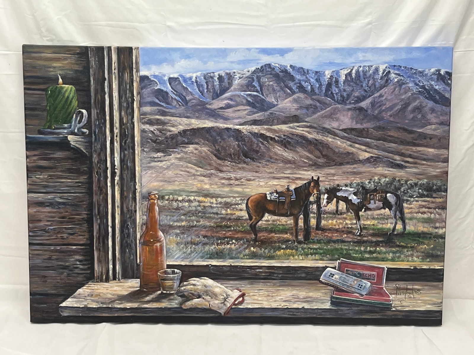 Western Oil on Canvas by Klingback, 24'' x 36'': Western Oil on Canvas by Klingback, 24'' x 36''