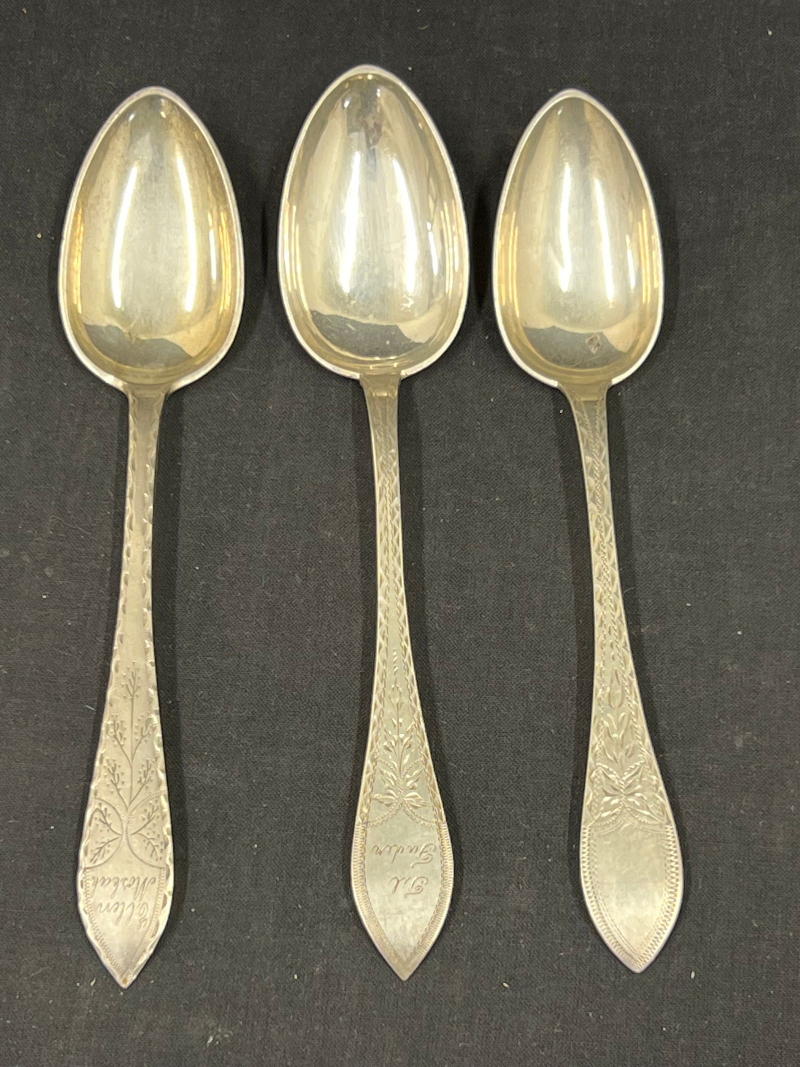 (3)Antique (1908)Simon Groth Danish .826 Silver, TW 92.15g - Engraved: (3)Antique (1908)Simon Groth Danish .826 Silver, TW 92.15g - Engraved