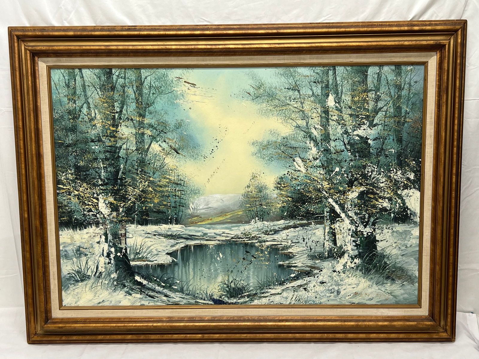 Signed Landscape Oil on Canvas by 'Mantovanni' - Framed 31.5'' x 43.5'' (1 of 5)