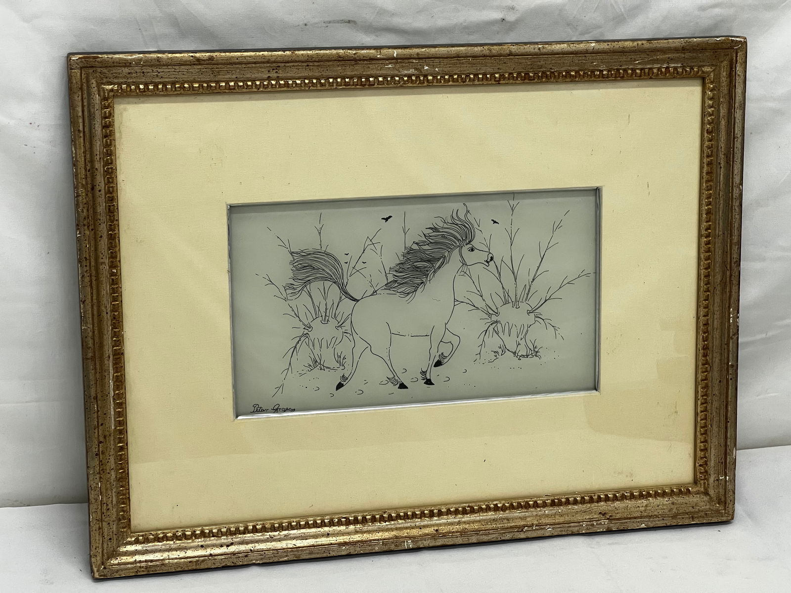 Grgec Petar(1933-2006) Whimsical Horse 1978 - Framed 13'' x 17'' (1 of 4)