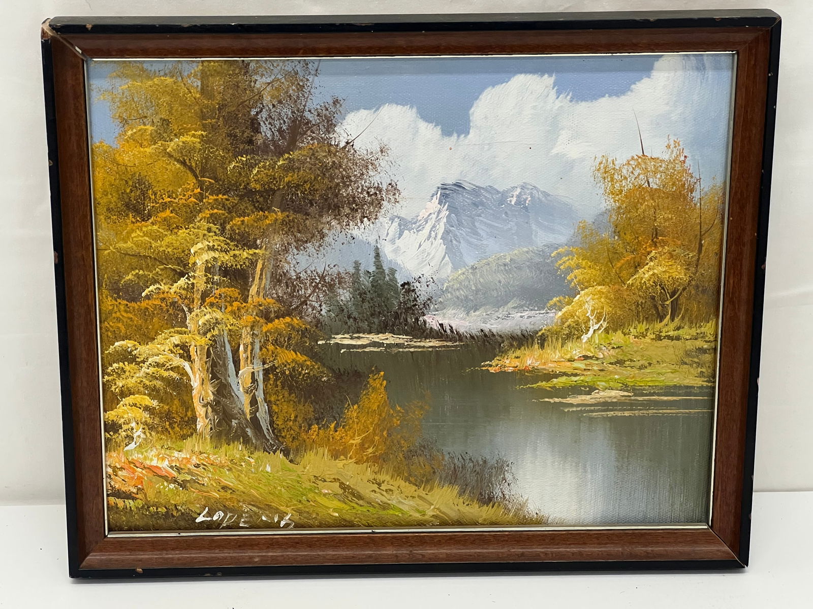 Signed Oil/ Acrylic on Canvas of Mountain Scene - Sight 8'' x 10'' (1 of 3)