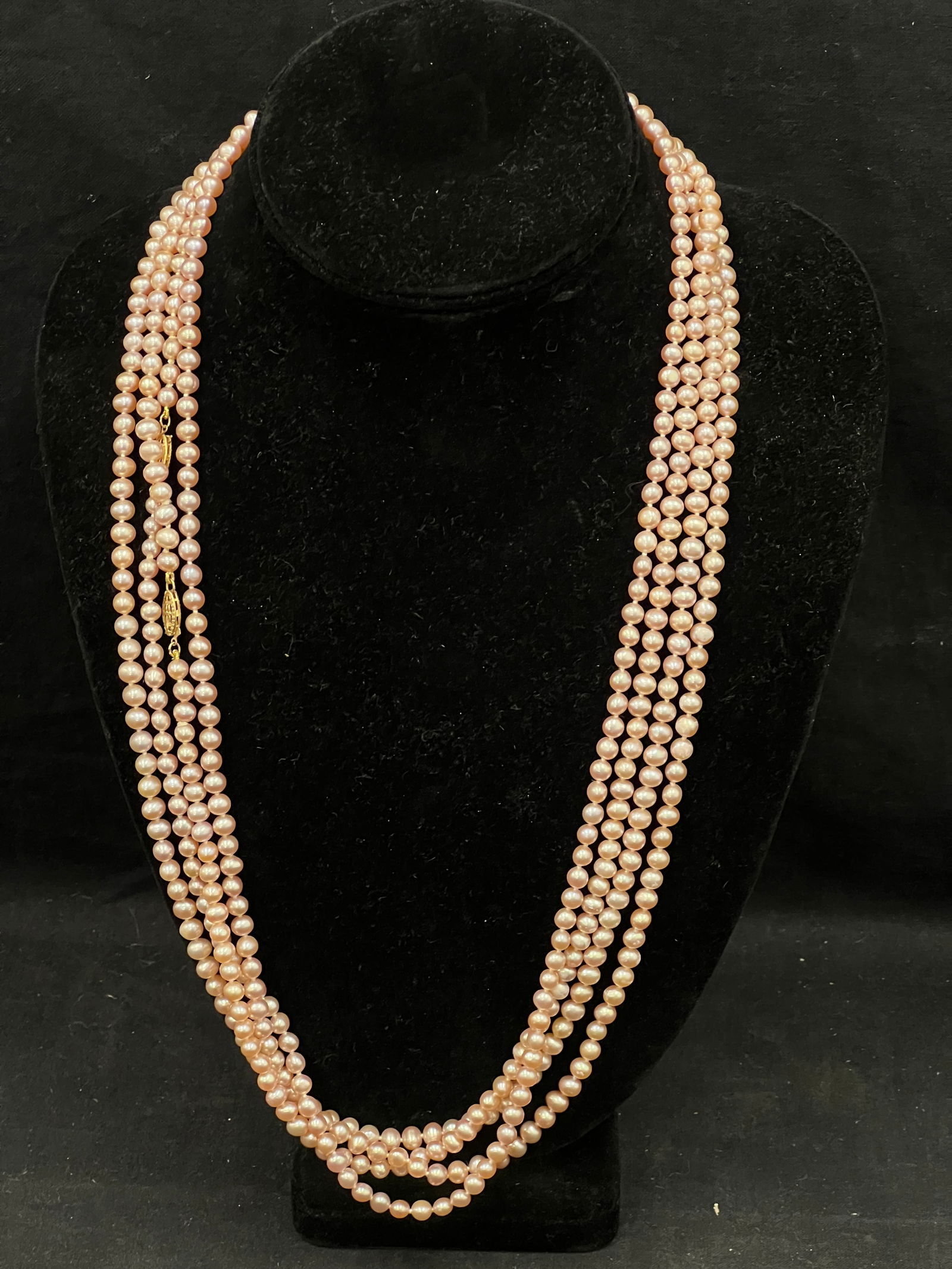 (2)50''L Pink Pearl Necklaces with 14K Gold Clasps (1 of 3)