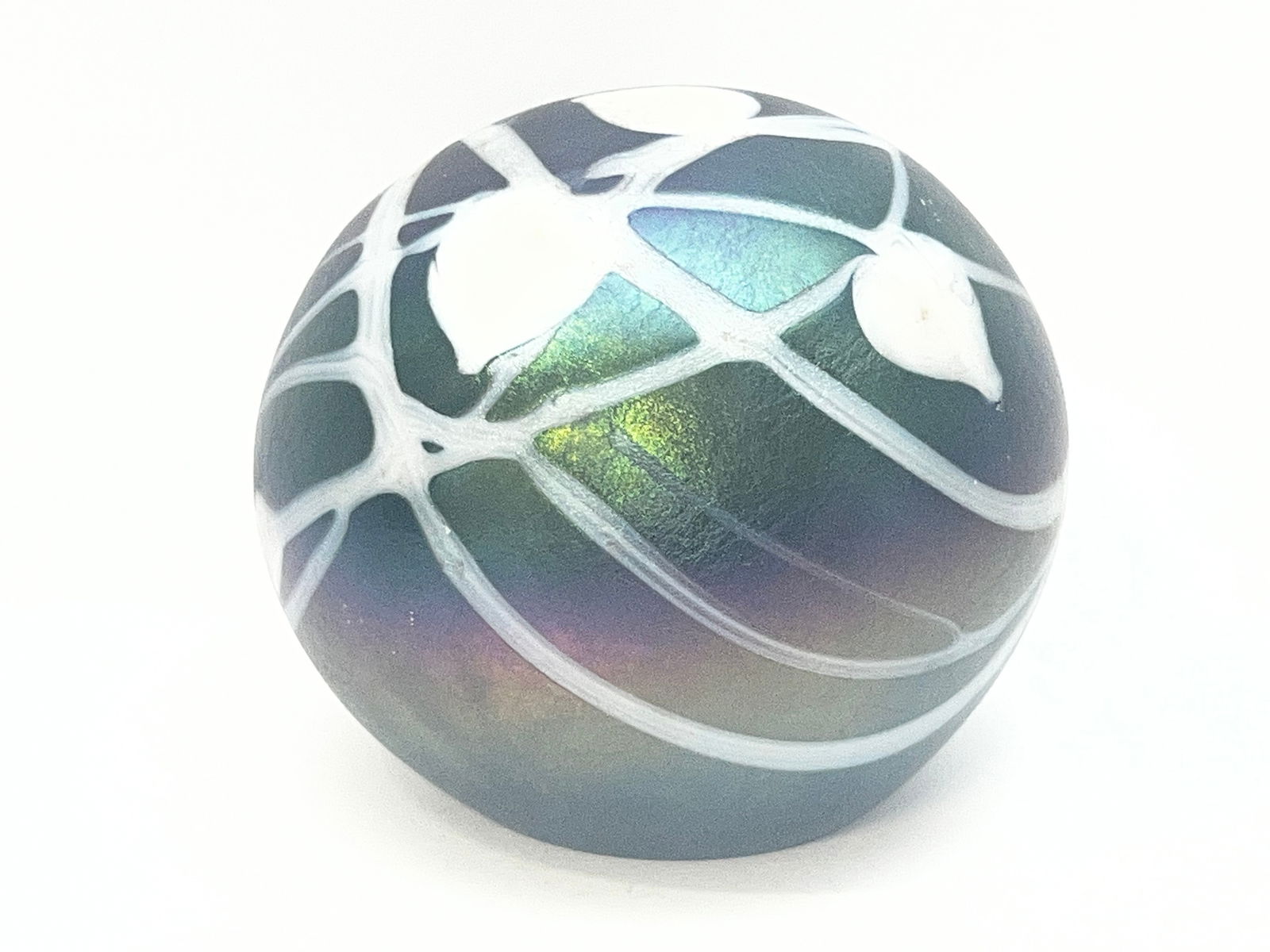 Signed ''Grant'' Iridescent Art Glass Paperweight (1 of 5)