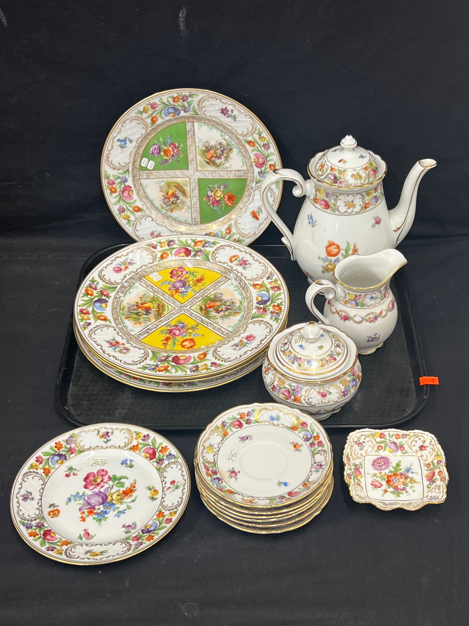 Schumann Bavaria Dresden Bouquet Flower China Dishes - 15pcs , Coffee, Sugar, Creamer, Plates, (1 of 10)