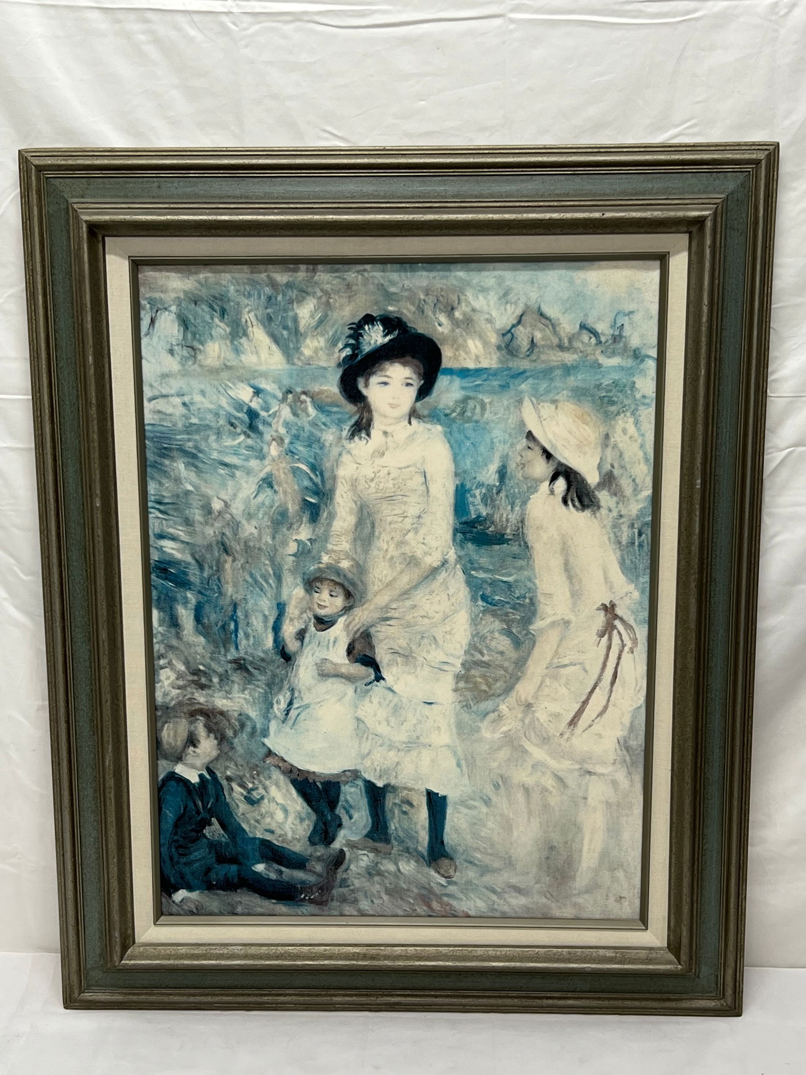 Children on the Seashore Print on Canvas by A.Renior - Auguste Renior Print , Framed 25.25'' x 31'' (1 of 3)