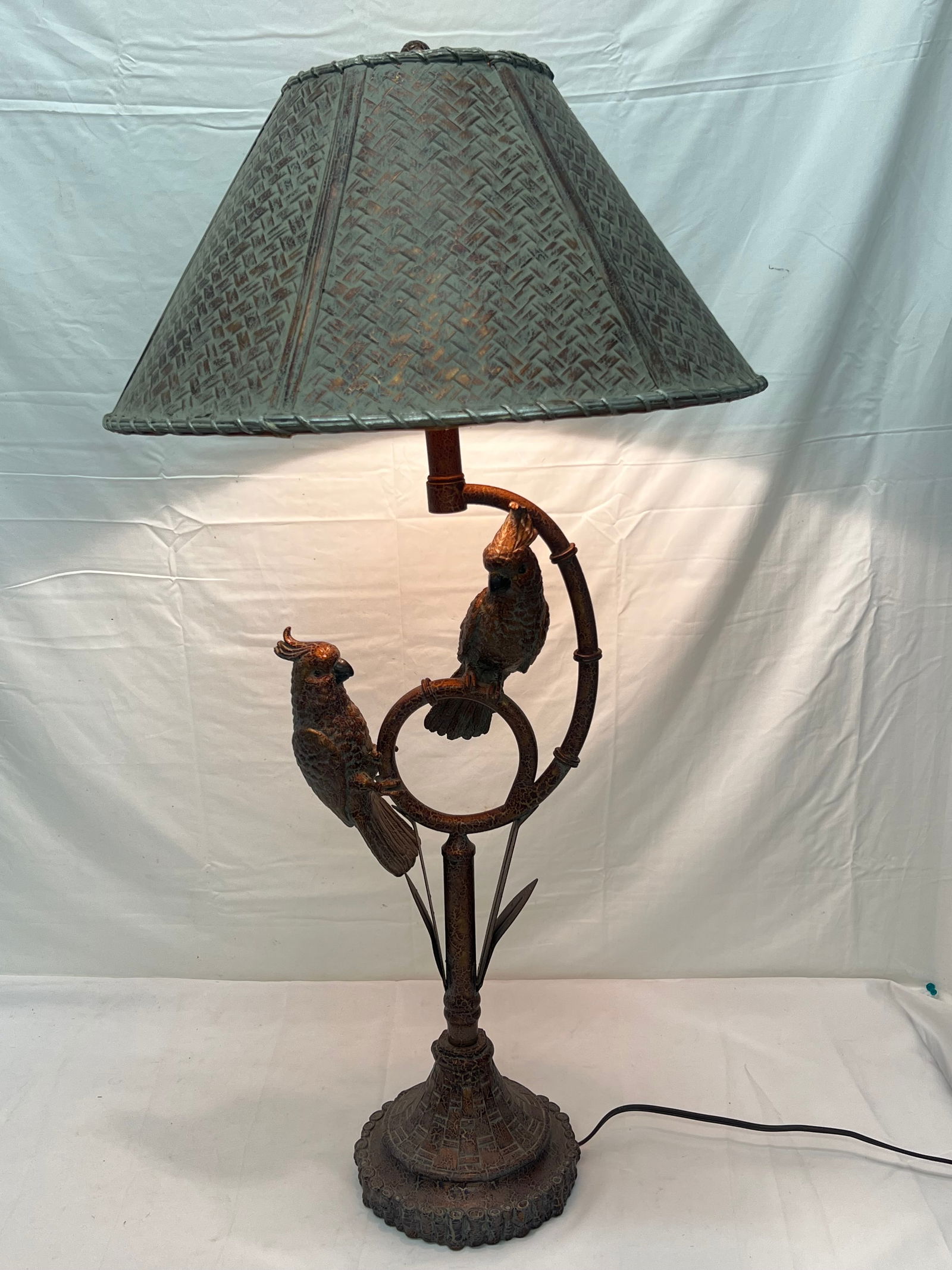 Mid Century Cockatoo Parrot Table Lamp, Base 26.5'' x 36''T Overall - Table Lamp with Lined Rattan (1 of 8)