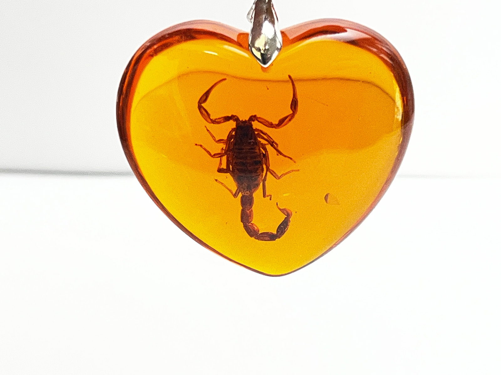 Large Amber Heart Pendant with Scorpion Inside (1 of 2)