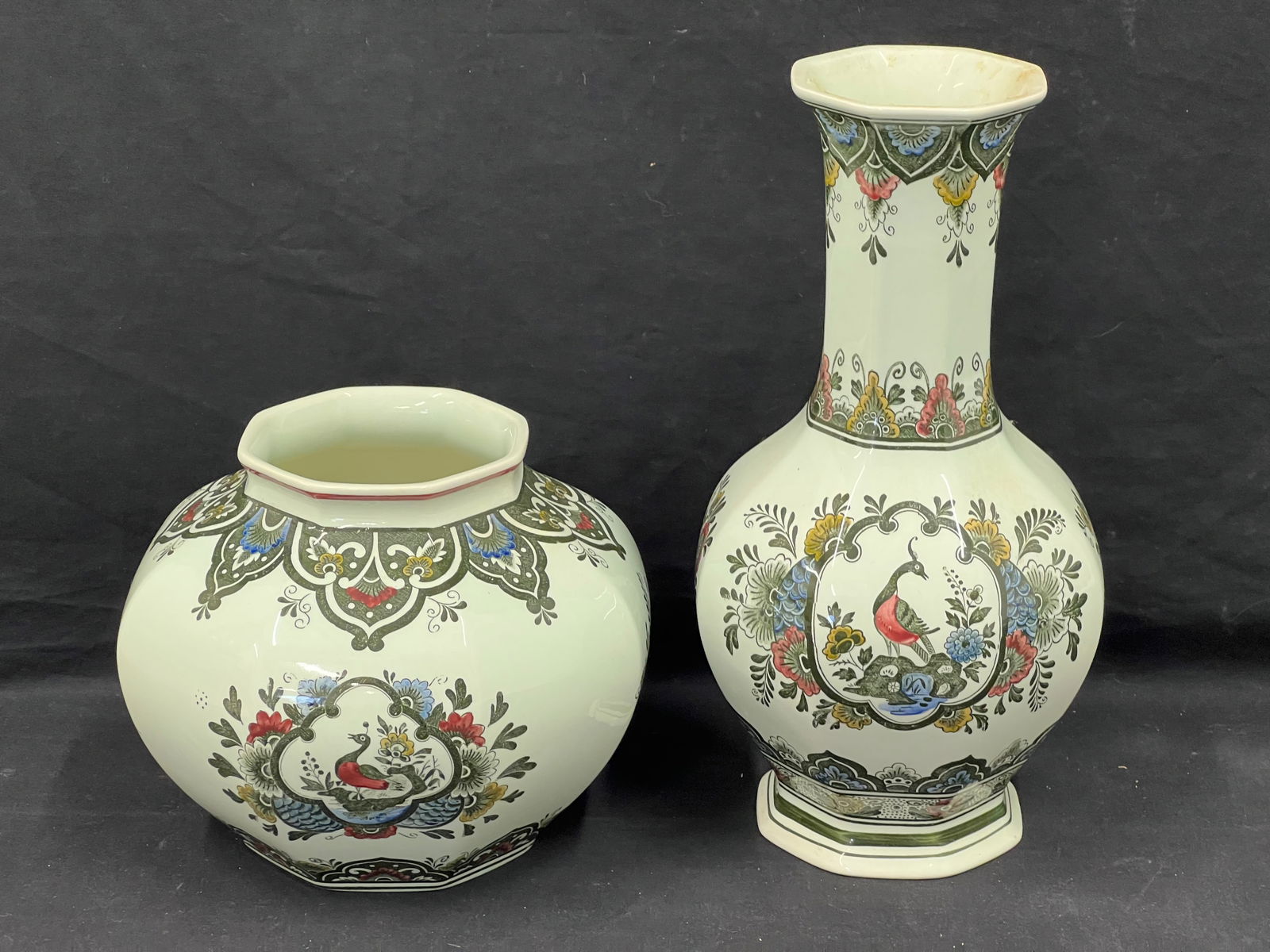 Villroy & Boch Paon Peacock Vases - 3.75'' x 12.25'' + 7.5'' with 4.25'' Opening (1 of 7)