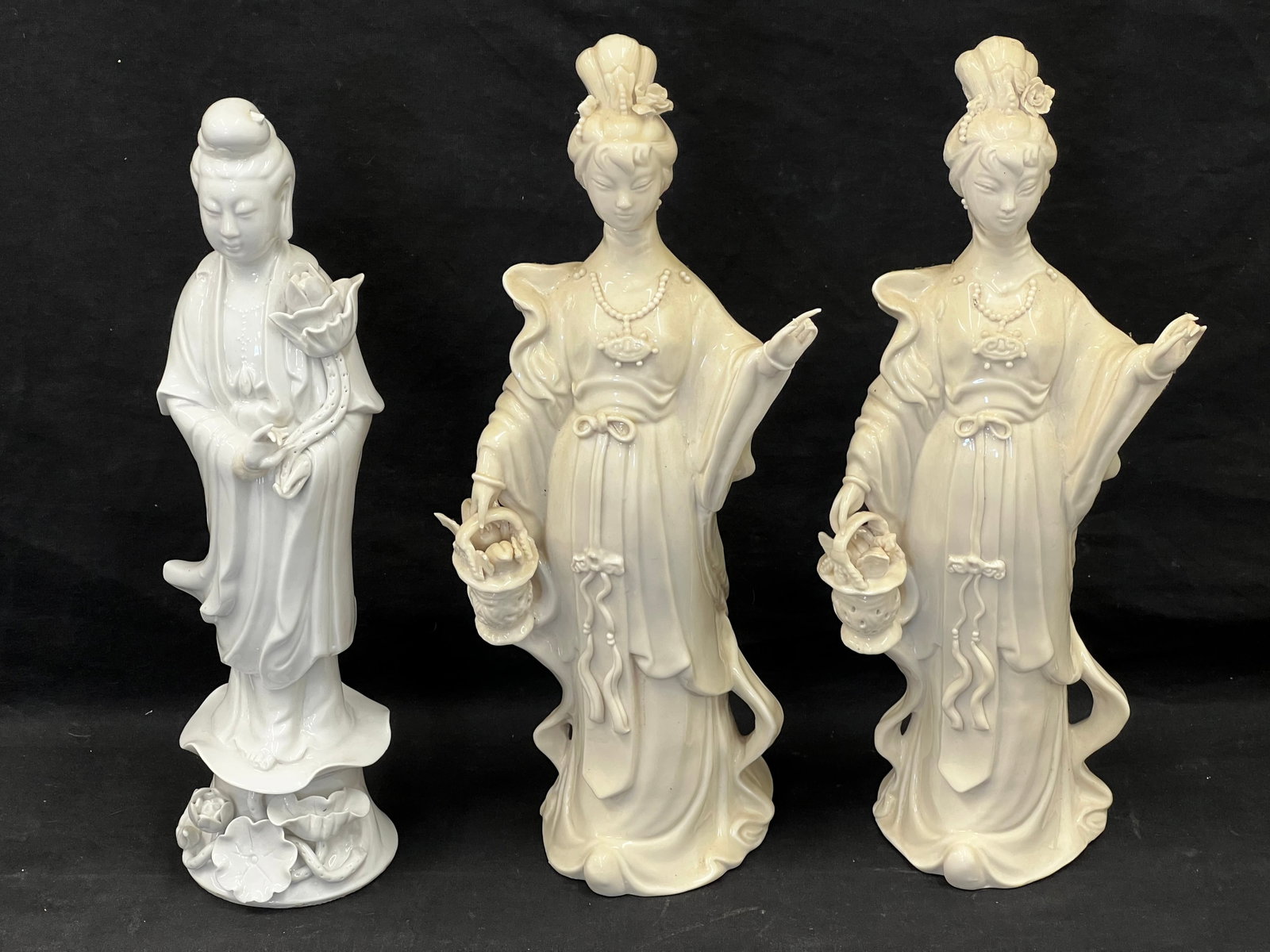 (3)Chinese Blanc De Chine Guanyin Porcelain Figures 12''T (1 of 6)