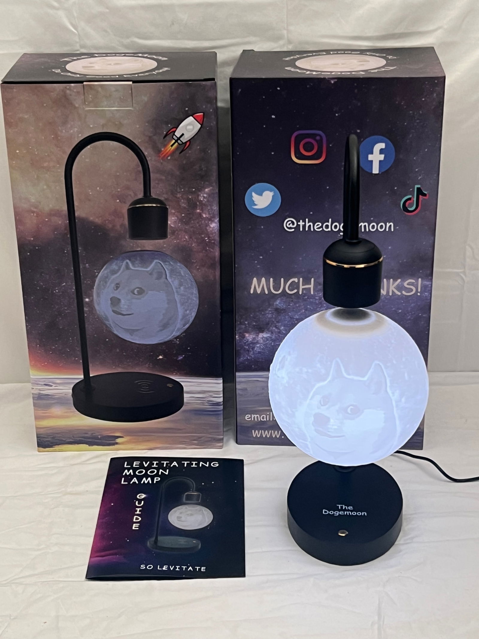 (2)Levitating Dog Moon Lamps NOS in Box - Touch Switch: (2)Levitating Dog Moon Lamps NOS in Box - Touch Switch