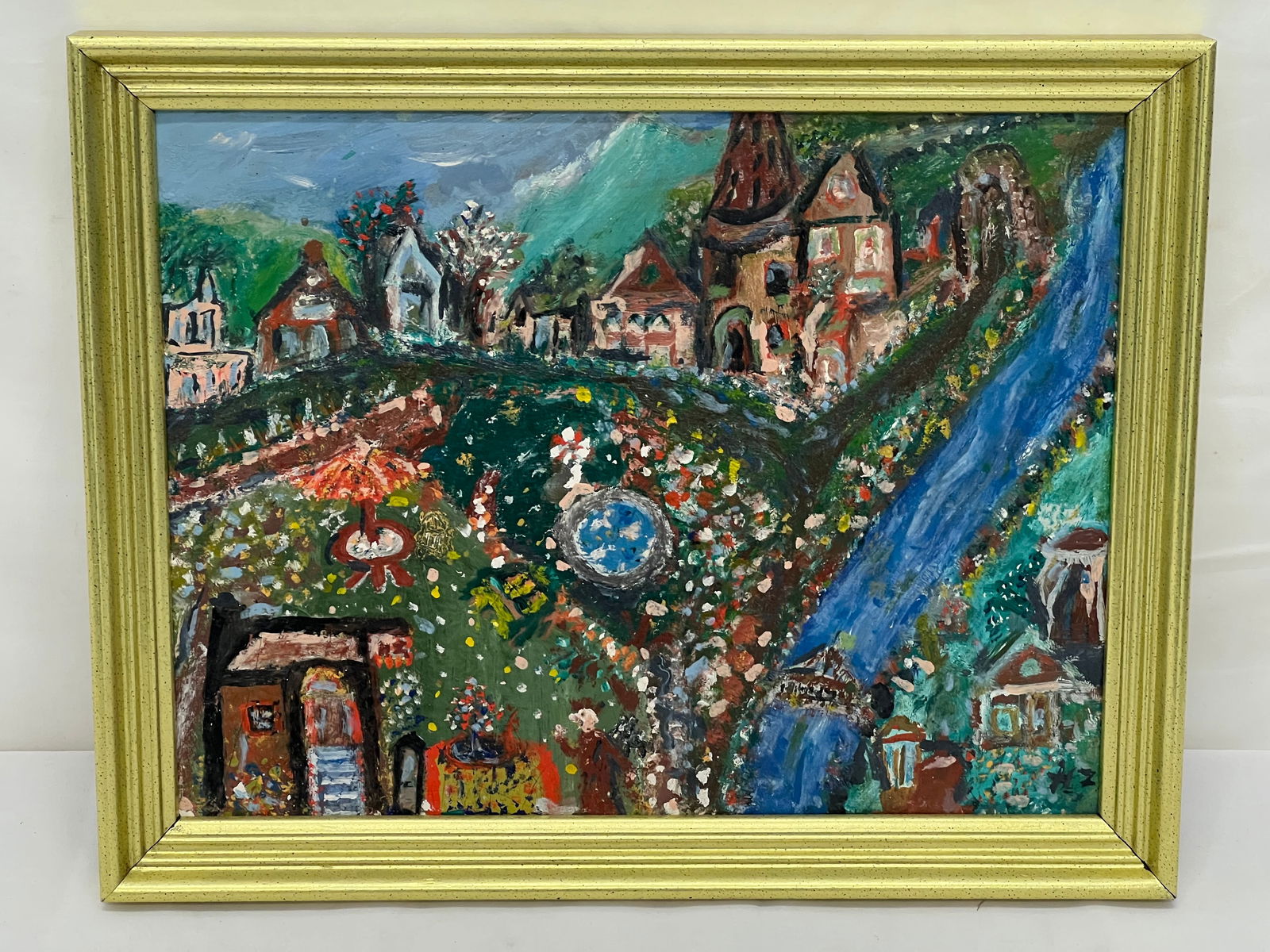 Outsider/ Primitive Original Acrylic on Board - Titled ''Wonderland'' by Hector Zabala, 15'' x 12'': Outsider/ Primitive Original Acrylic on Board - Titled ''Wonderland'' by Hector Zabala, 15'' x 12''