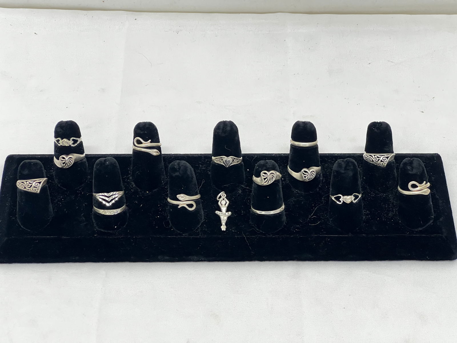 16pcs Asst Sterling Silver Rings, (1)Pendant - Asst Design Rings in Various Sizes with Ballerina Dan: 16pcs Asst Sterling Silver Rings, (1)Pendant - Asst Design Rings in Various Sizes with Ballerina Dancer Pendant