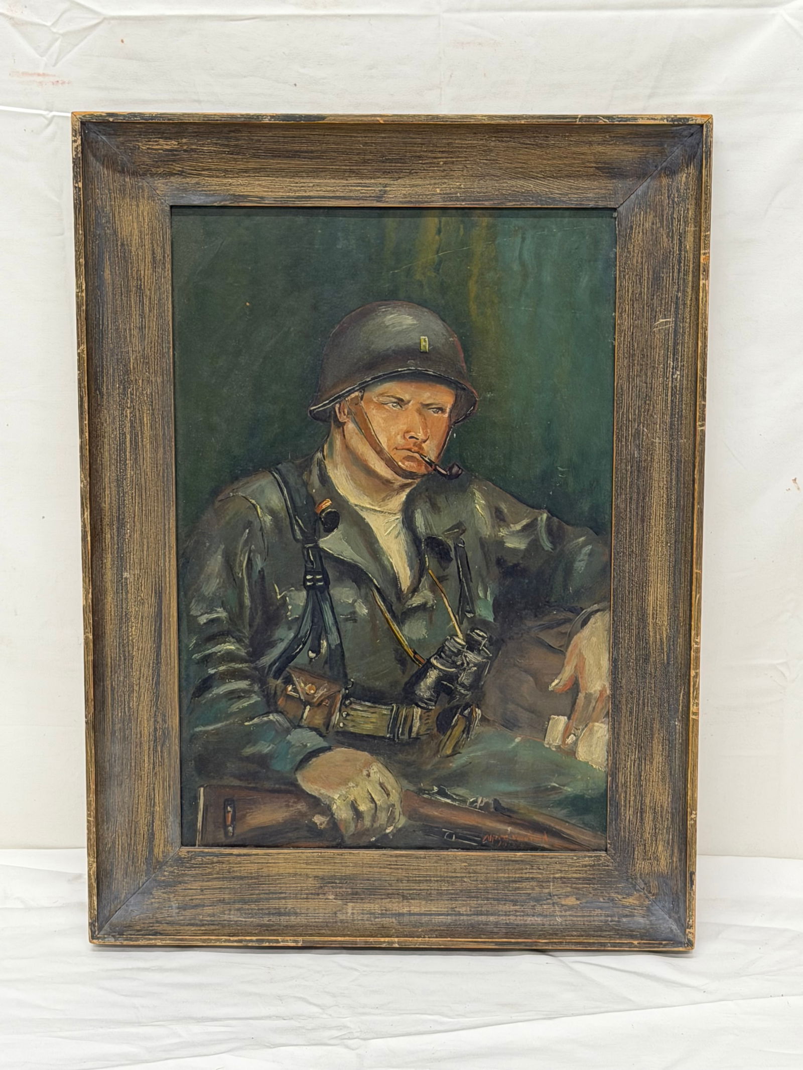 1944 Signed Oil of WWII Soldier by A.Woolard - Framed 14" x 19" (1 of 4)