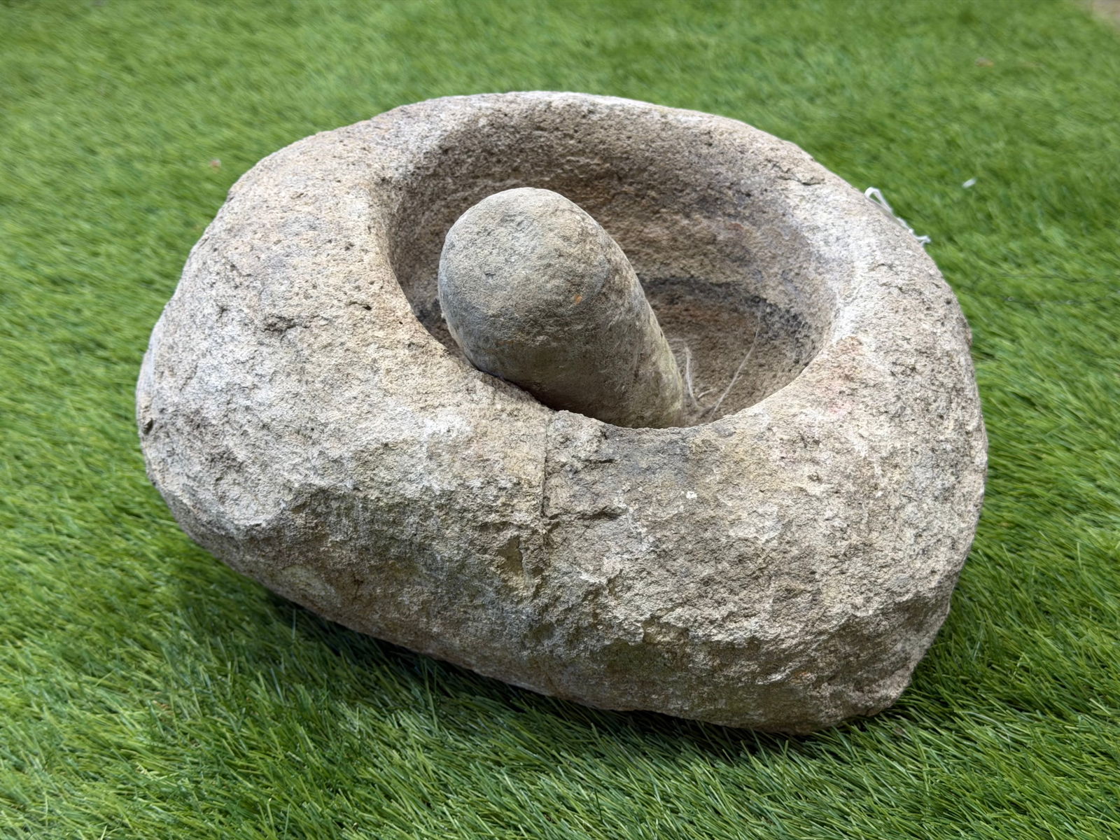 Late 18th-19thC Native American Indian Mortar & Pestle - 11.5" x 10" x 9" with 34.5" Circ. - (Pick u: Late 18th-19thC Native American Indian Mortar & Pestle - 11.5" x 10" x 9" with 34.5" Circ. - (Pick up or Arrange Own Shipping)