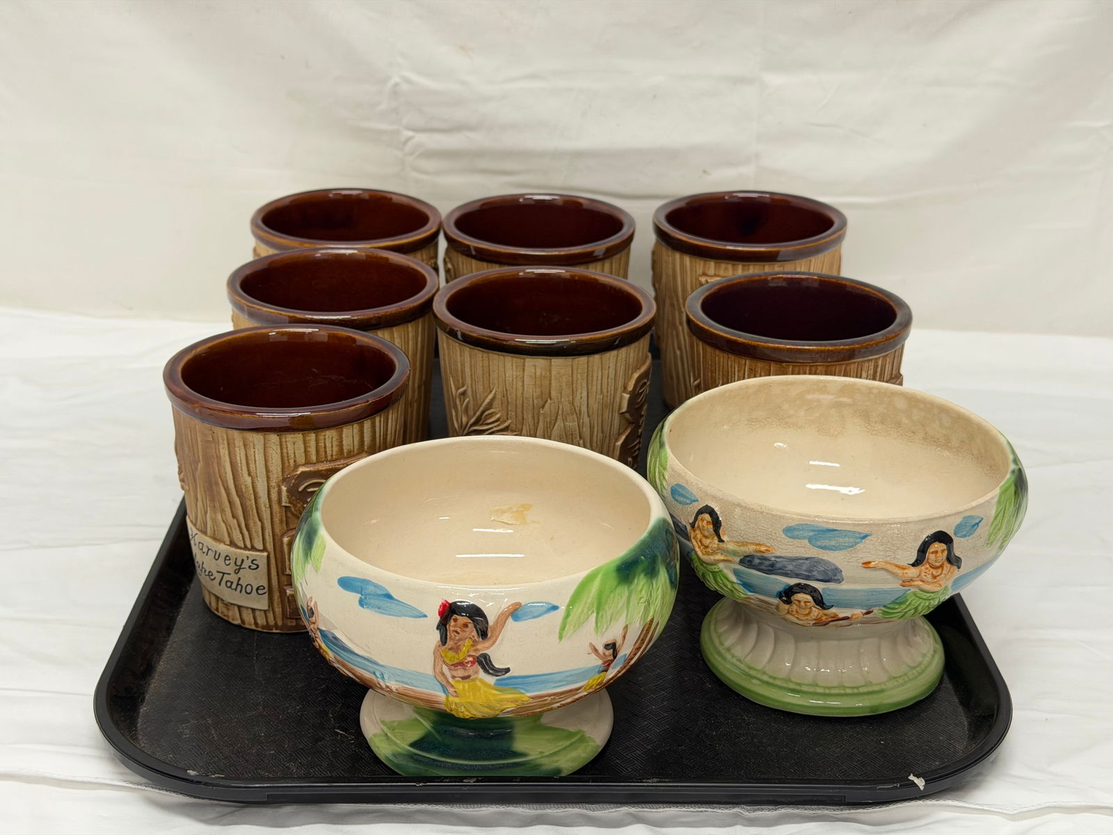 Asst Hawaiian Items- Tiki Mugs, Bowls, Harveys Tahoe - Otagiri Tiki Mugs + Harvey Tahoe Mug, Orchi (1 of 5)