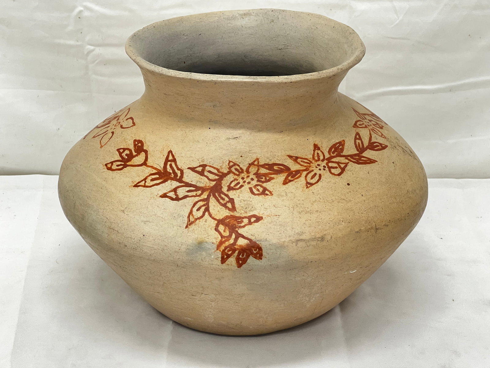 South Western Native American Clay Pot 8''T - Natural Unglazed Handpainted , 6'' Opening x 8''T (1 of 4)