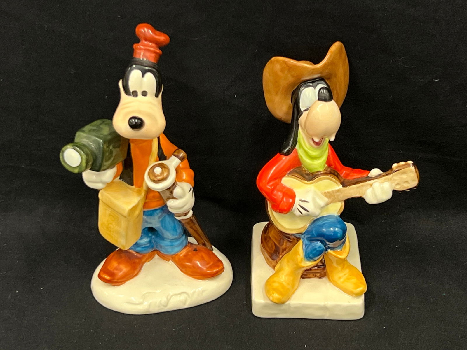 (2)Goebel Disney Goofy Figures - Camera Man + Cowboy Playing Guitar (1 of 3)