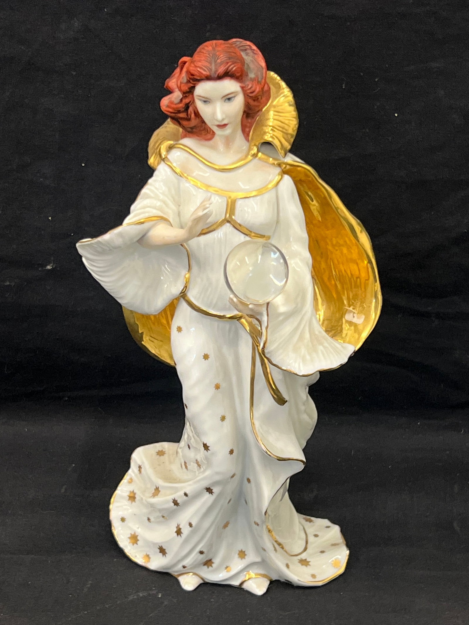 Porcelain Sorceress Figure with Crystal Ball 10.5''T - Franklin Mint by Destiny Victoria Oldham - (S (1 of 6)