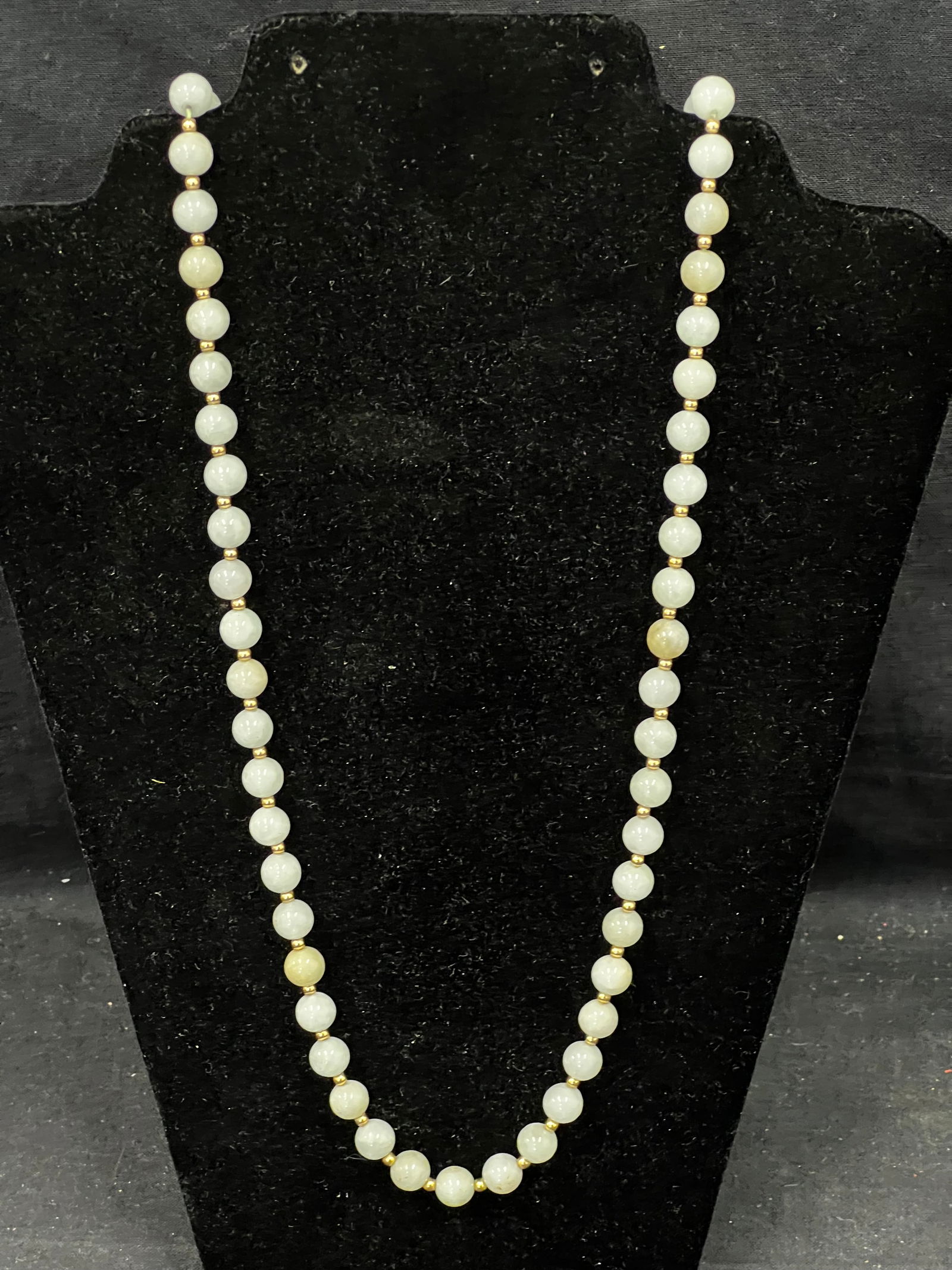 30''L Natural Jade Necklace with 14K Gold Beads - (74)14K Gold Beads (1 of 2)