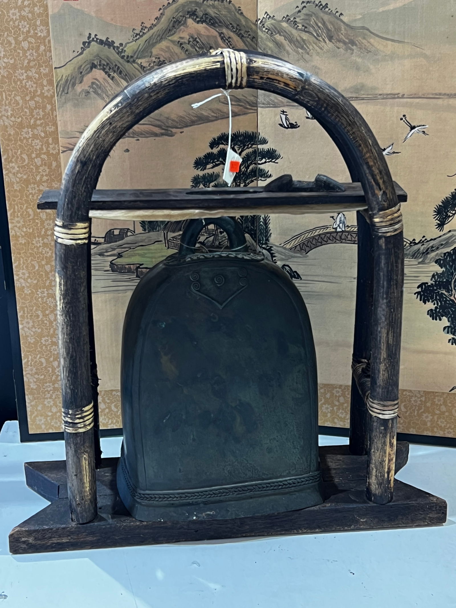 Antique Bronze Elephant Bell - Southeast Asia Bell 11'' x 8'' x 16'' , Stand 22'' x 7'' x 24'': Antique Bronze Elephant Bell - Southeast Asia Bell 11'' x 8'' x 16'' , Stand 22'' x 7'' x 24''