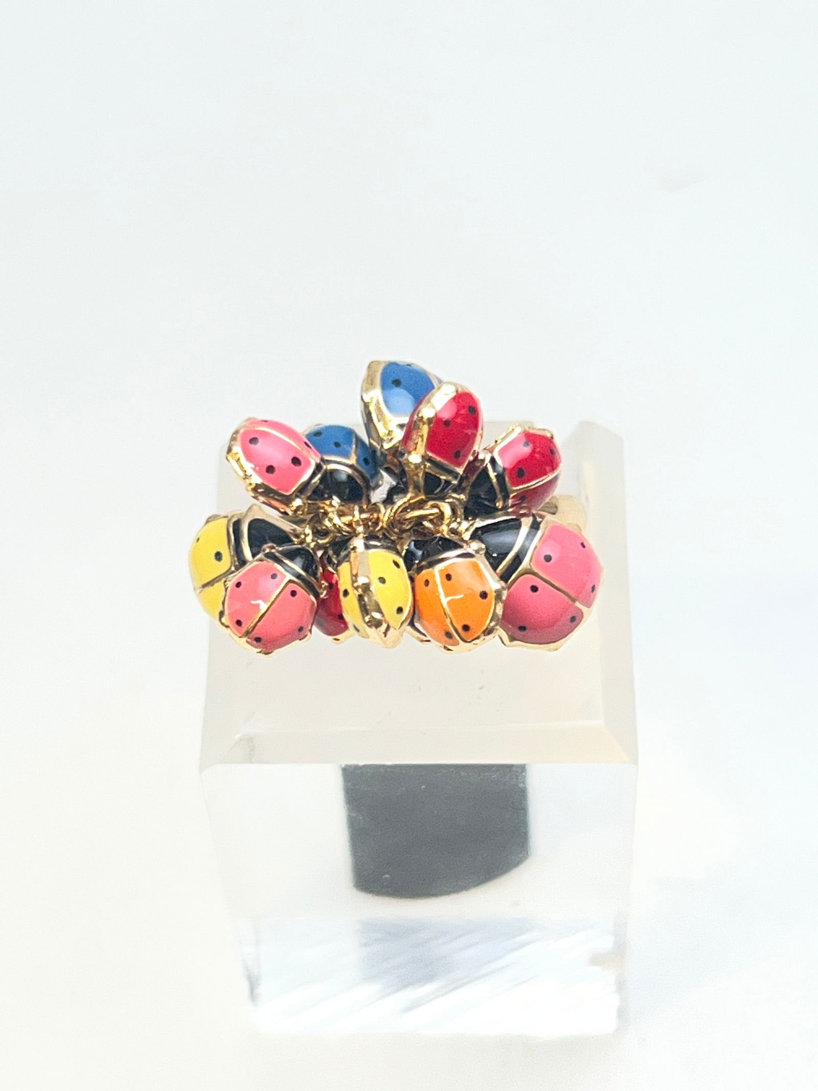 14K Yellow Gold Lady Bug Cluster Ring, Sz 7 - New with Tag (1 of 5)