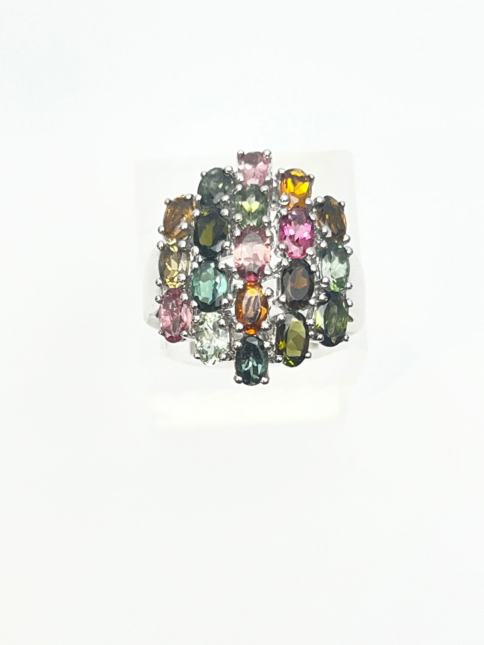 Multicolor Tourmaline Ring Set in Sterling Silver, TW 8.77g, Sz 9 (1 of 3)