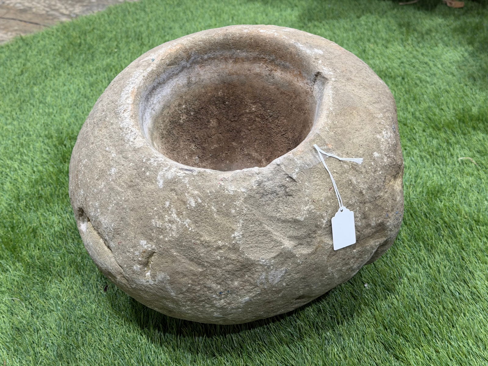 19thC Native American Stone Mortar , 48.5Circ. x 14"W x 15"T (1 of 4)