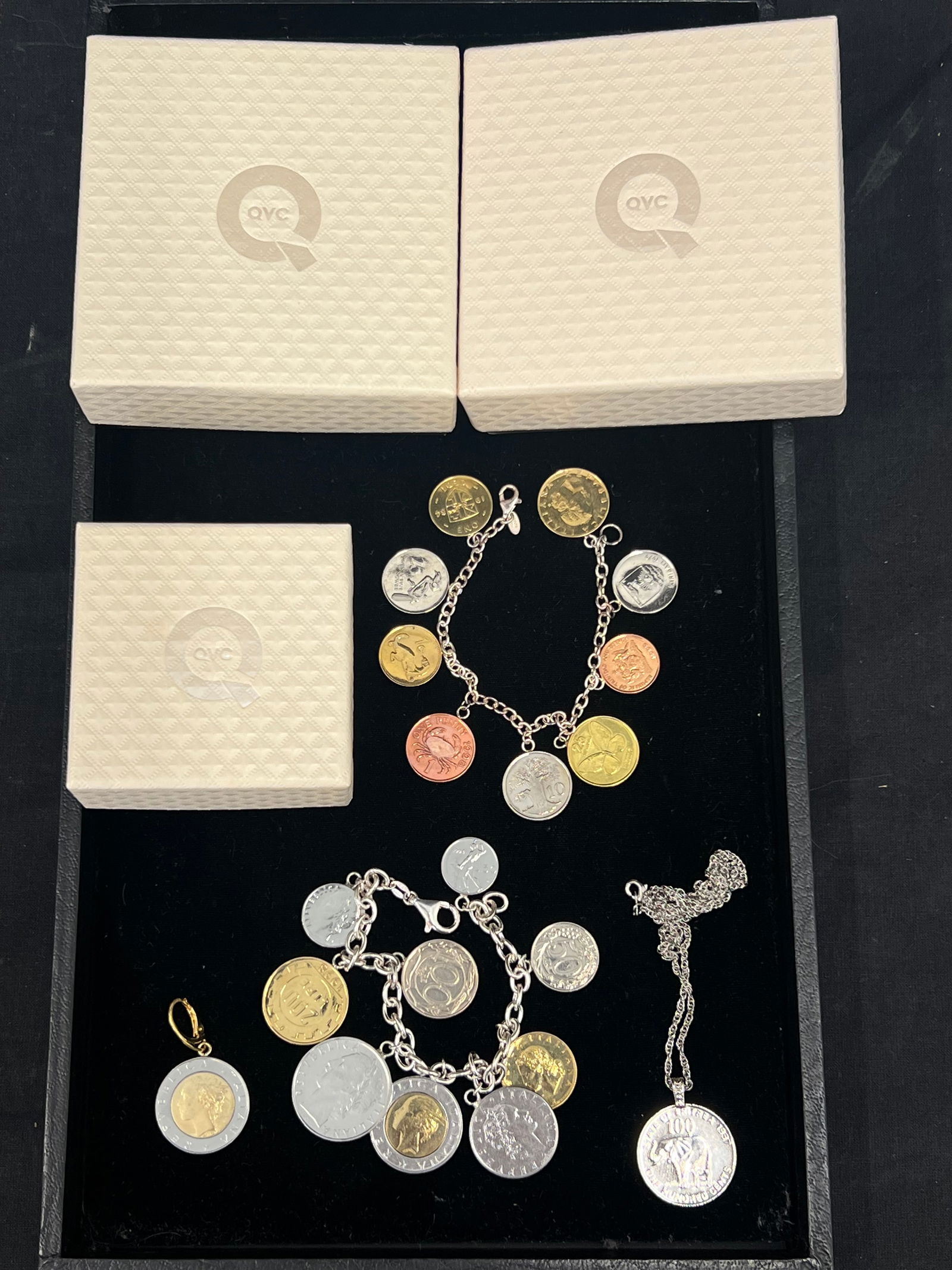 4pcs Milor Italy Sterling Lira Coin Jewelry - Bracelets, Pendant, Necklace: 4pcs Milor Italy Sterling Lira Coin Jewelry - Bracelets, Pendant, Necklace