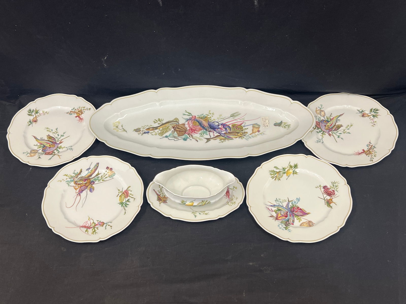 6pcs Haviland Limoges Calanque Fish Platter,Gravy,Plate (1 of 9)