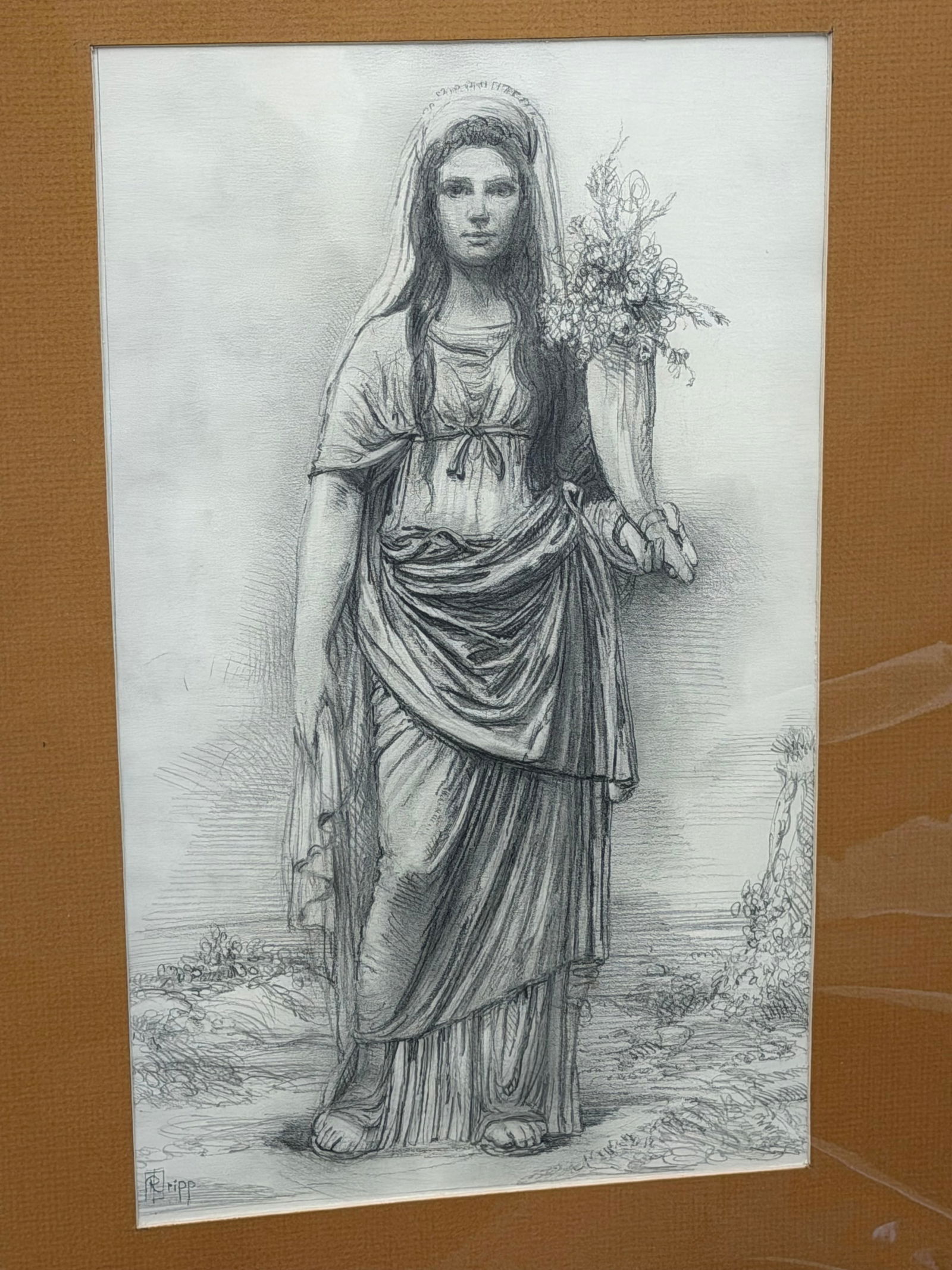 Original Russell Tripp Pencil Drawing, Signed, Sight 8.5" x 14.5" (1 of 3)