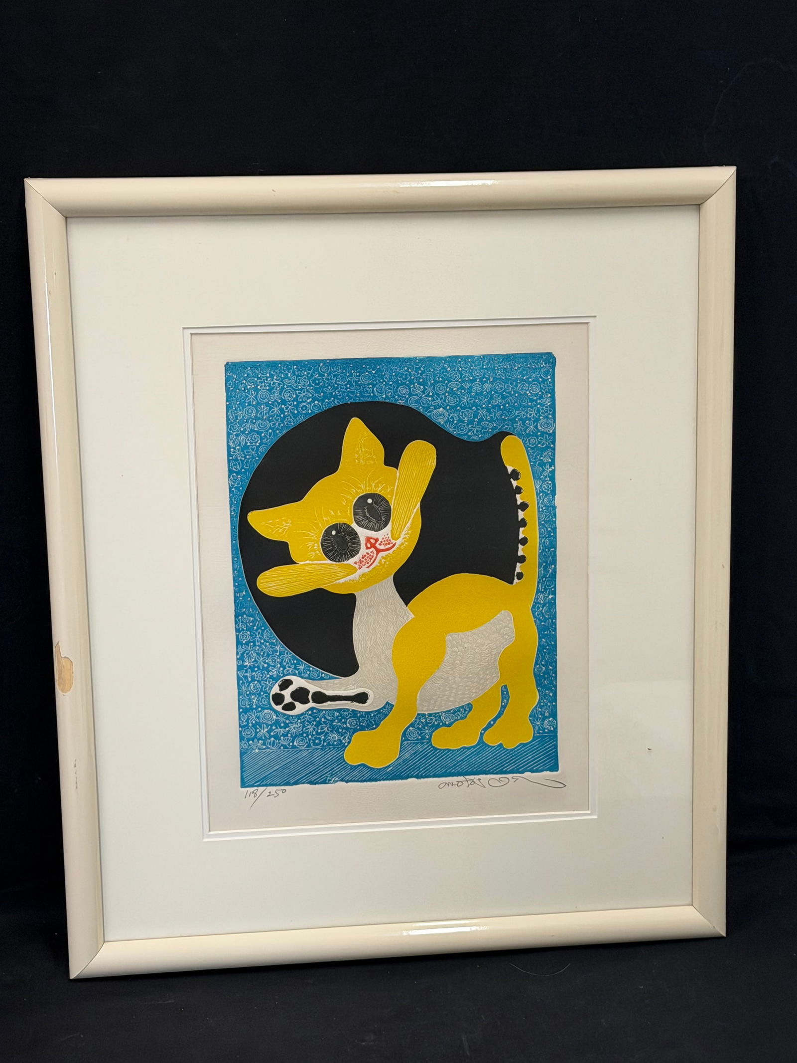 Motoi Oi Signed #d Angora Cat Etching #118/250, Framed 18.5" x 21.5" (1 of 4)