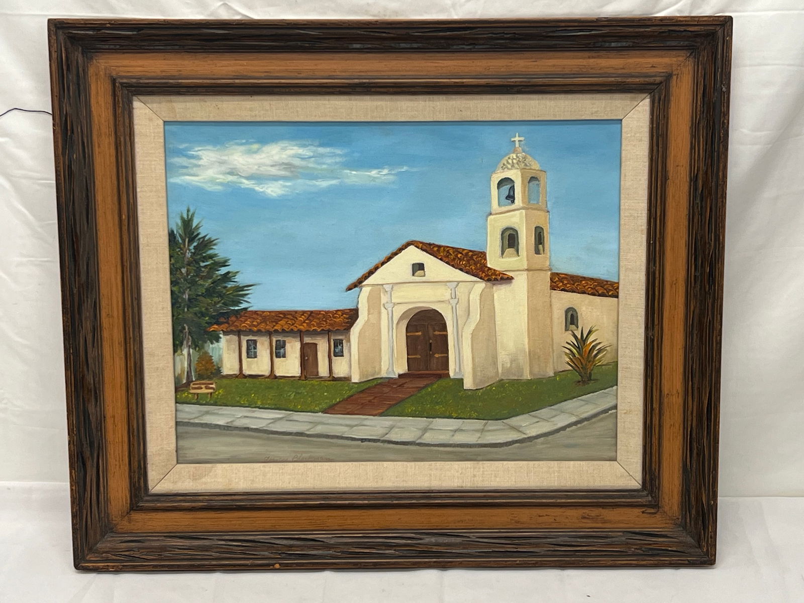 Original Oil Santa Cruz Mission by Frances Blackman - Signed, Sight 14'' x 18'' , Framed 21'' x 25' (1 of 4)