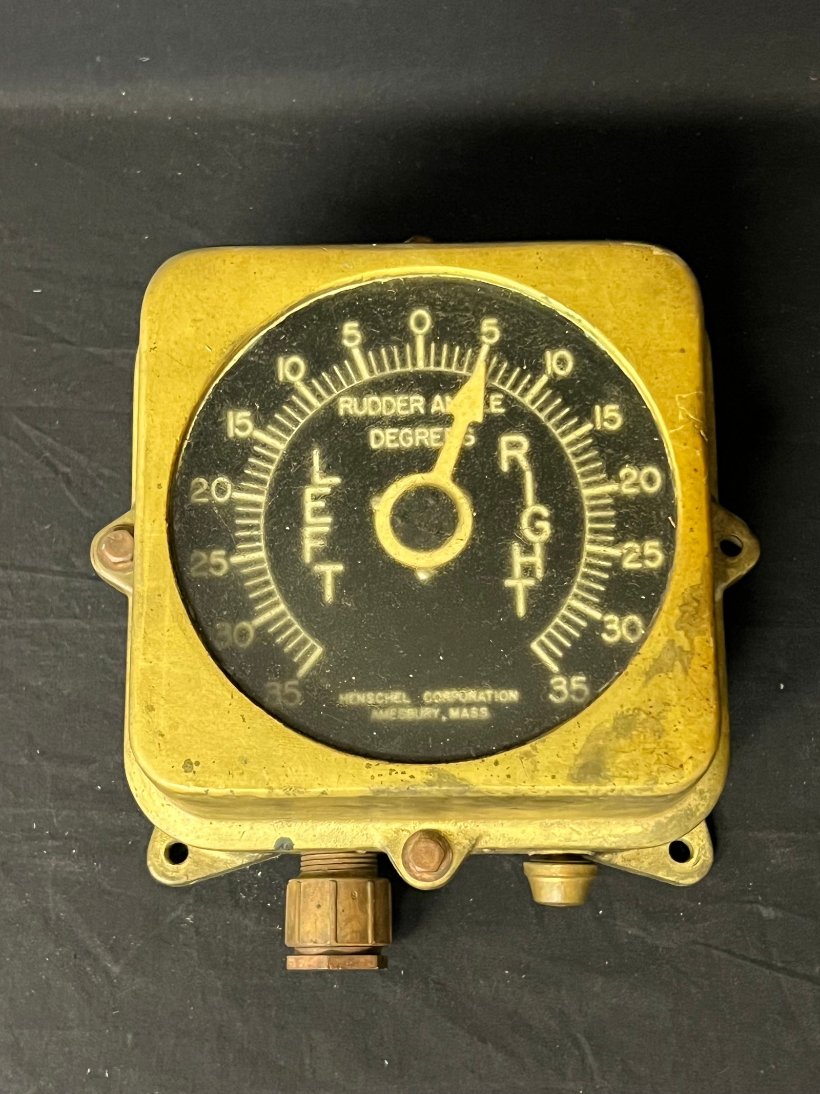Henschel Brass Rudder Angle Degree Indicator - No. 10-1052 w/ Plaque (1 of 5)
